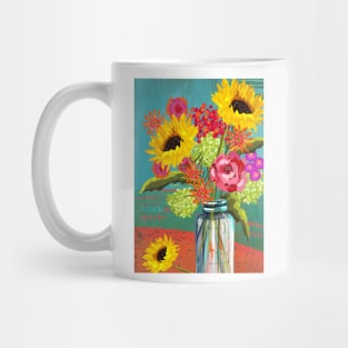 Bright sunflower in a vase Mug